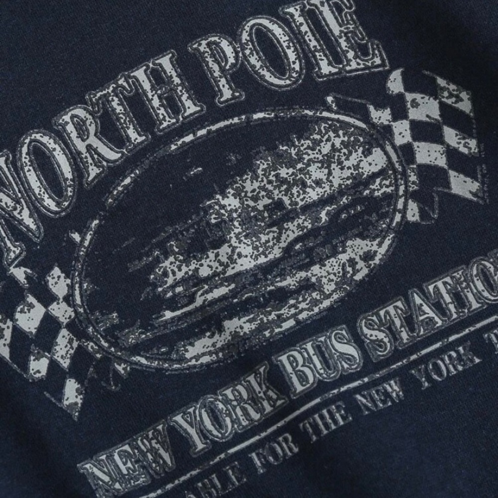 Color-navy blue -style casual -pattern type letter